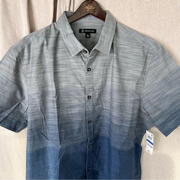 NWT INC International Concepts Gray/Blue Ombre Short Sleeve Button Up Size XL - Picture 3 of 7